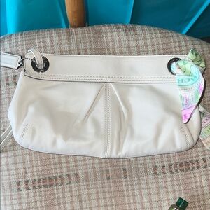 Coach Kyra White Leather Clutch